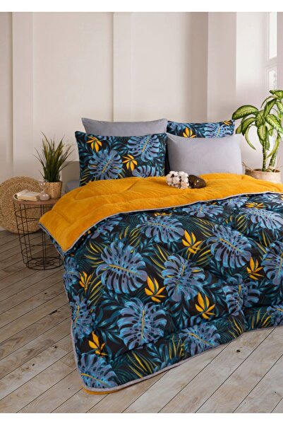 VİLERA HOME Pofuduk Welsoft Palm New Generation Double Size Bedding with Pillowcases