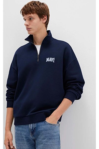 Mavi 0S10208 Світшот з логотипом і напівзастібкою LACİVERT