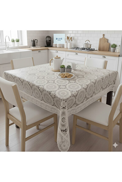 Blue Home 🆕 Lace Look Easy to Clean Non-Slip Liquid-Proof Hole-Free Pvc Tablecloth /120 cm X 150 cm