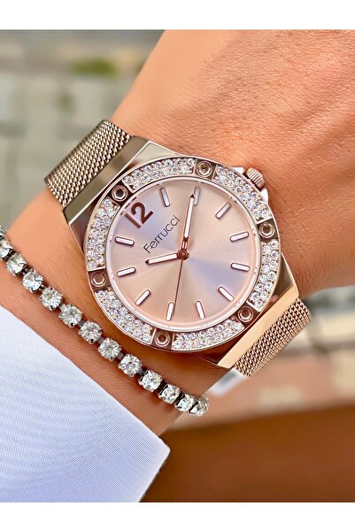 Ferrucci Women's Wristwatch Original Watch Mesh Band Waterproof Bracelet Gift Rose Gold I
