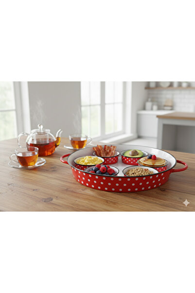 Generic صينية إفطار بغطاء مع زبديات تقديم