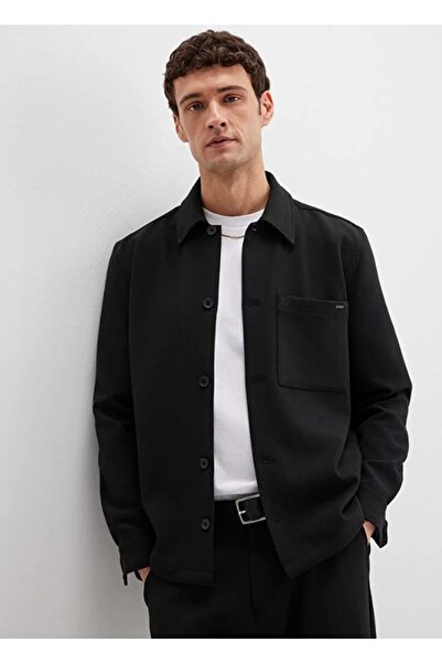 Mavi 0211677-900 Men's Shirt with Pocket Detail Black