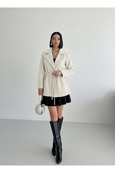 ALFUDO Moda Collection Ecru Colorful Detailing Comfortable Fit Cashmere Cardigan/Jacket