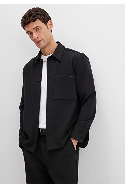 Mavi 0211677-900 Men's Shirt with Pocket Detail Black