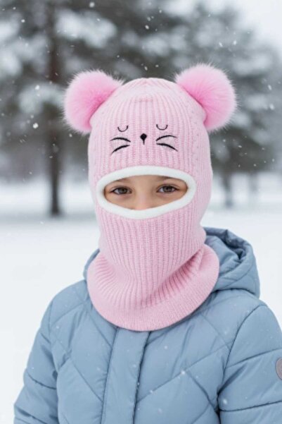 Aware Time 3-8 Yaş Kız Çocuk Figürlü İçi Polarlı Kar Maskesi