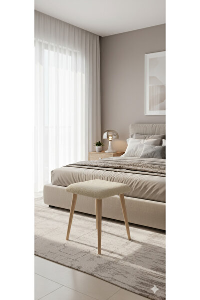 Yuems home Kare Model Tedy Kumaş Puf Tabure