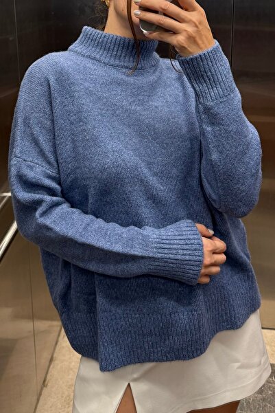 Noi Belis Pulover de bază cu guler în picioare oversize moale texturat AW25KZ0010