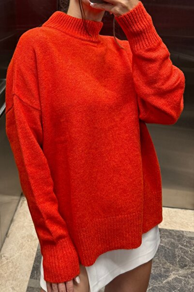 Noi Belis Pulover de bază cu guler în picioare oversize moale texturat AW25KZ0010