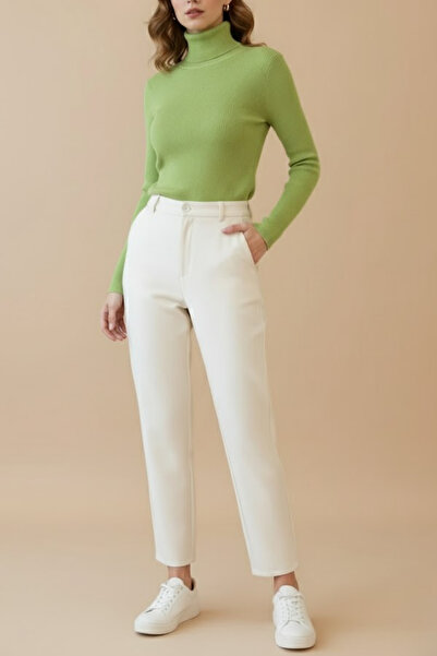 ZENCHES سترة نسائية عالية الرقبة موديل قصة ضيقة باللون الأخضر العسكري بأكمام ...