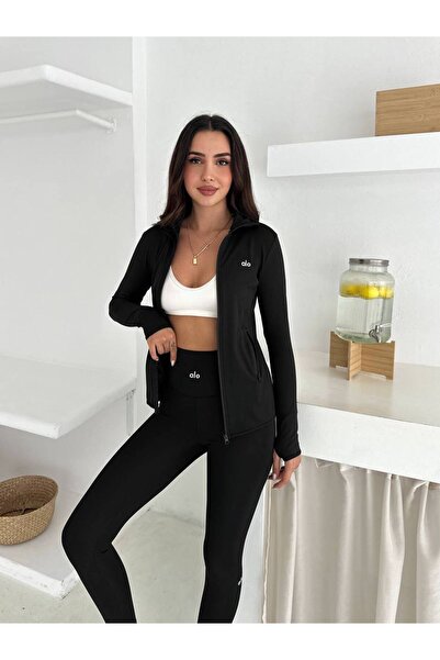 strivex طقم ملابس داخلية شتوية دافئة بسحاب وأصابع مكشوفة باللون الأسود