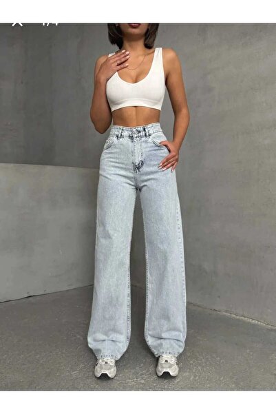 TRENDNATUREL Дънки Palazzo от синя ликра на Alice от 90-те - средно синьо, из...