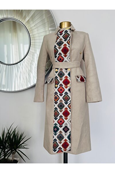 MDY-marketplace Wool coat with digital print pattern
