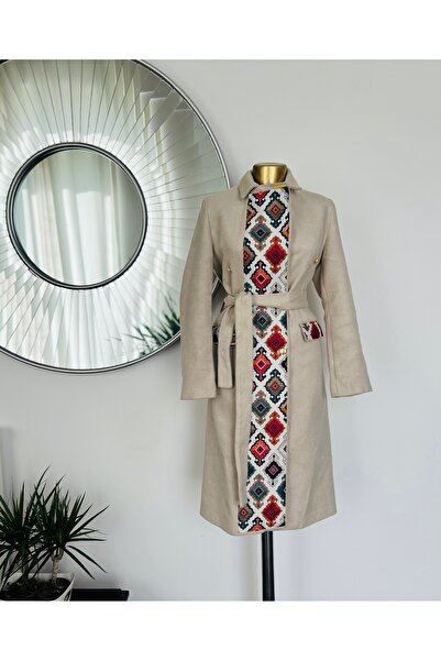MDY-marketplace Wool coat with digital print pattern