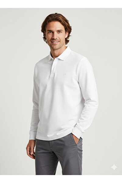 Jack & Jones Polo Neck Long Sleeve Men's Sweat Shirt White