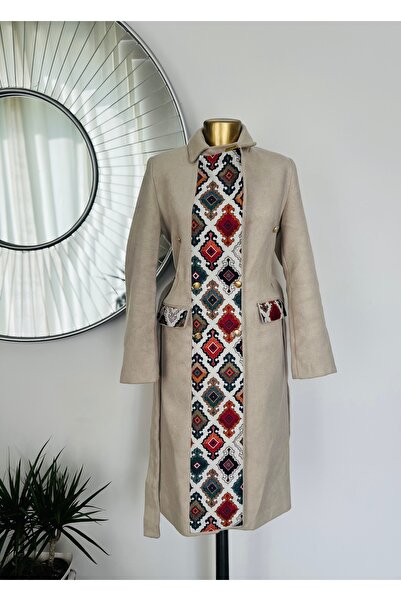 MDY-marketplace Wool coat with digital print pattern