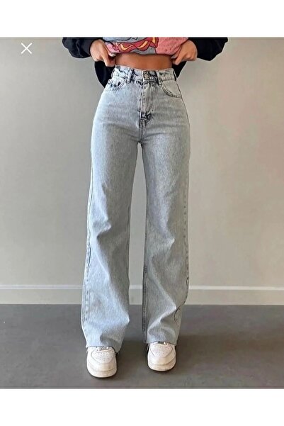 Livik My Women Blue Lycra Pantaloni largi cu talie super înaltă