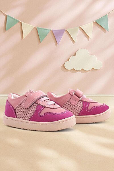 Rakerplus Bob Genuine Leather Pink Barefoot Velcro Elastic Baby Sneaker Shoes