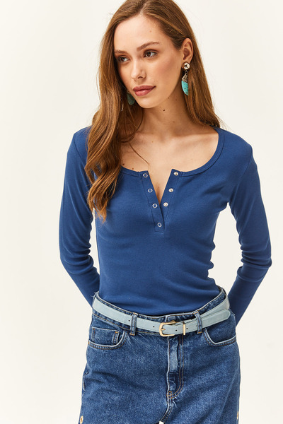 Olalook Dámská košilová halenka Indigo Patchwork