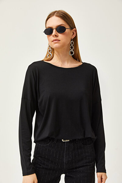Olalook Γυναικεία μαύρη μπλούζα από βισκόζη BLZ-19002588