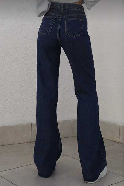 Livik Camelia 90's Power material elastic Dark Blue Super talie înaltă material elastic Pantaloni de blugi casual din denim