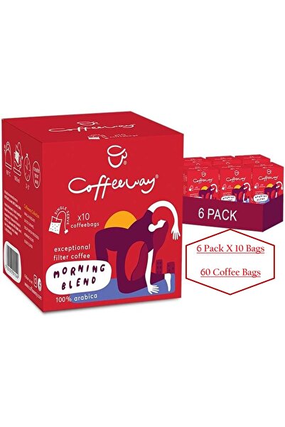 Coffeeway 6 صناديق × 10 أكياس قهوة فلتر بنكهة مزيج الصباح، عبوة من 60 كيسًا، ...