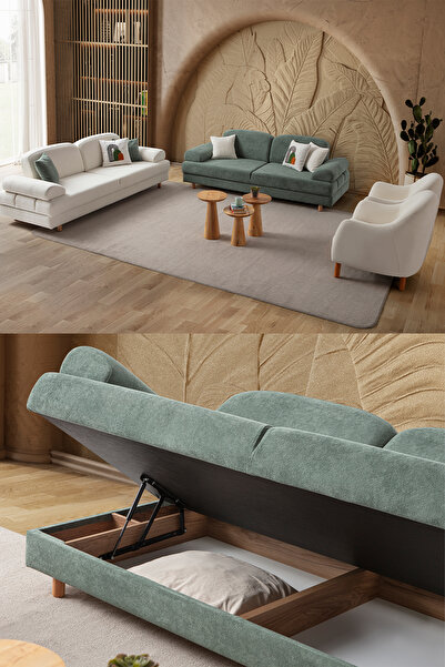 Eymense Aries Yataklı Sandıklı Koltuk Takımı 3+3+1+1 Yeşil