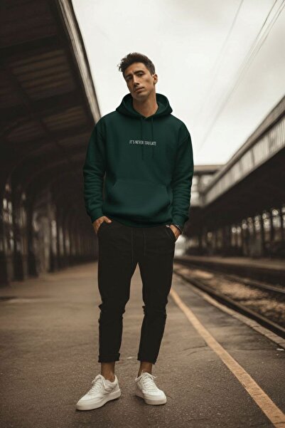 defys Πράσινο ανδρικό φούτερ - εμπριμέ και κουκούλα