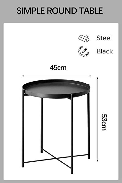 Generic Round Steel Table Black 45x53x45cm