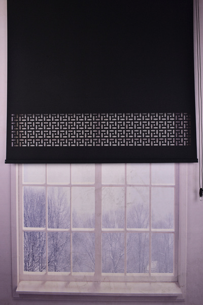 Setekshome Siyah Lazer Kesim Modern Stor Güneşlik Perde