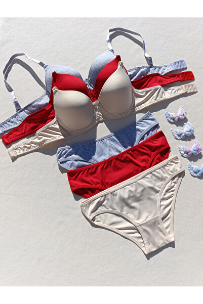 siyalife Σετ εσωρούχων 3 τεμαχίων Micro Bra και εσώρουχα με κοίλο εσωτερικό κάλυμμα χωρίς επένδυση (Κοίλο)