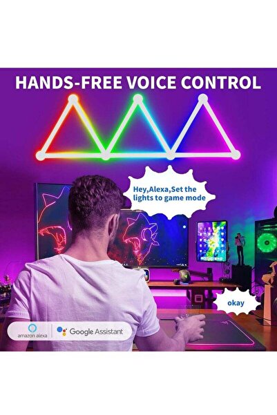 fulina 9 Wi-Fi RGB Smart Light Lines, Music Sync Home Wall Creative Decor Light Bars (White)