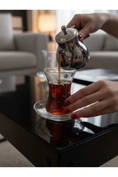 DECOSTYLE 12 Piece Tea Set with Bamboo Cut Decoration