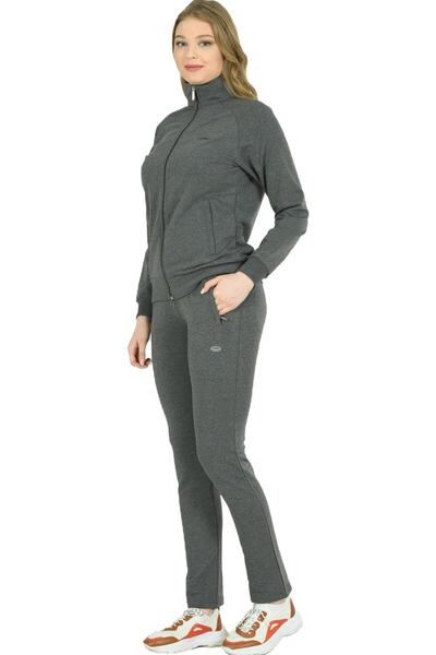 TRENDHİLL Women's Plus Size Cotton Tracksuit Set201836 Anthracite Melange