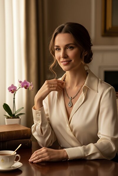 FAYRA ACCESSORIES Zirkon Taşlı Su Damlası Gerdanlık Kolye