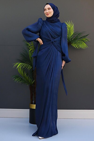 giz astore Orkide İpek Abiye Lacivert