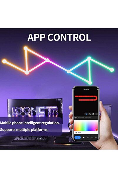 fulina 9 Wi-Fi RGB Smart Light Lines, Music Sync Home Wall Creative Decor Light Bars (White)