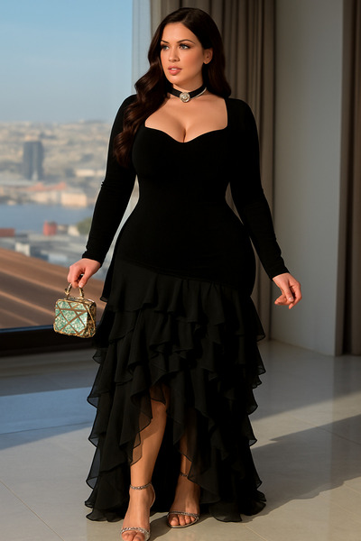 Ron Luxurious evening dress with a distinctive bodice and chiffon overlay – an elegant design for special occasions