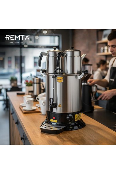 Remta Platin Model Çift Demlikli Çay Makinesi 17 Lt (demlikler Dahil)