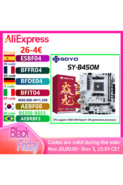 Choice AMD B450M SOYO AMD B450M Motherboard Dual-channel DDR4 M.2 PCIE 3.0 NVME SATA3.0 Supports Ryzen 5600