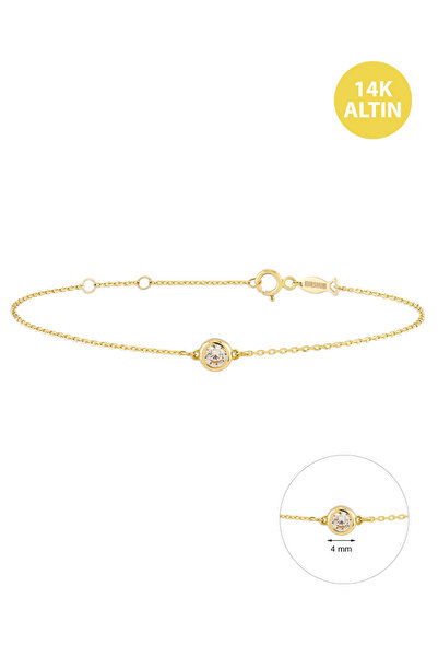 KURSHUNI Parıltı(3mm) , 14 Ayar Altın Bileklik
