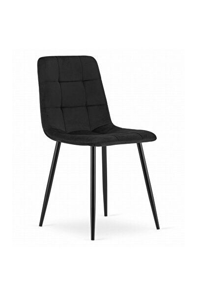 Leobert Scaun bucatarie/dining, Artool, Kara, catifea, metal, negru, 44.5x50.5x87 cm