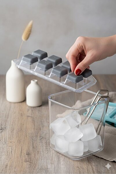 DİVAYS 2 Adet Pratik 12 Bölmeli Bas Parmak Silikon Buz Kalıbı | Kapaklı Silik...