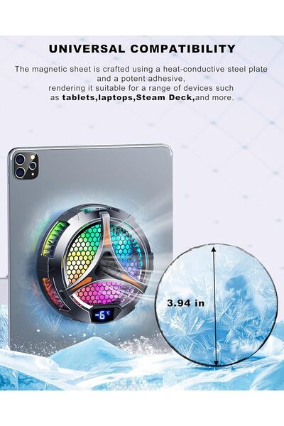Generic iPad Radiator Magnetic Tablet Cooler With Temperature Display Cooler For Mobile Gaming LiveStreaming