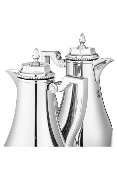 Dania ✨ Al Saif Thermos Set–2 Pieces, Shiny Nickel Finish with Premium | Glass Liner for Heat Retention 💎