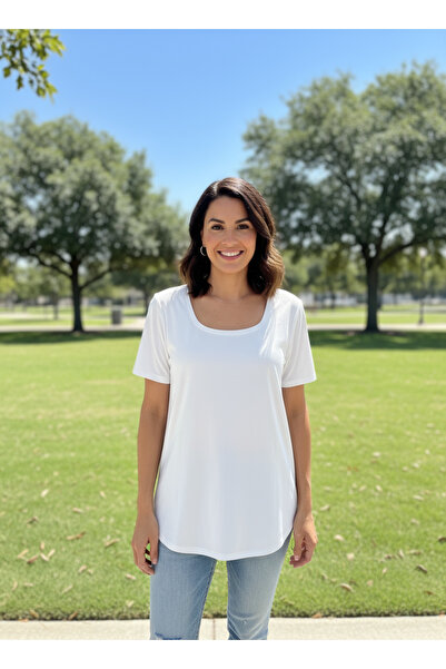 Lunesaofficial Kare Yaka Oversize Kısa Kollu Tshirt