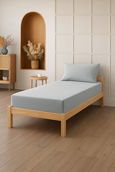 Sevim 100% Cotton Single Fitted Sheet Pillowcase Set (2 Pieces) - 100X200 cm - 120X200 cm