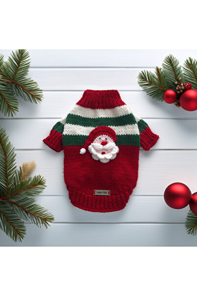 Lady Fify سترة السنة الجديدة مع سانتا كلوز وخطوط للقطط والكلاب