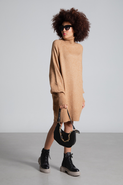 BARRELS AND OIL Turtleneck Knitwear Sweater - Camel