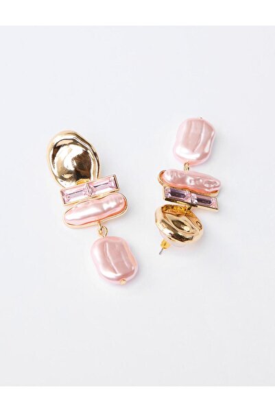 Jimmy Key Pink Asymmetrical Figured Swinging Earrings