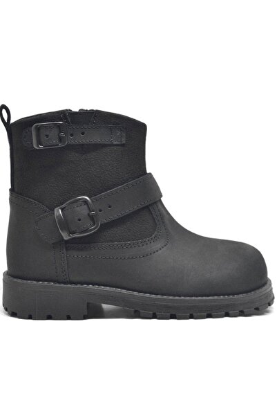 Rakerplus Genuine Leather Black Zippered Children's Boots
